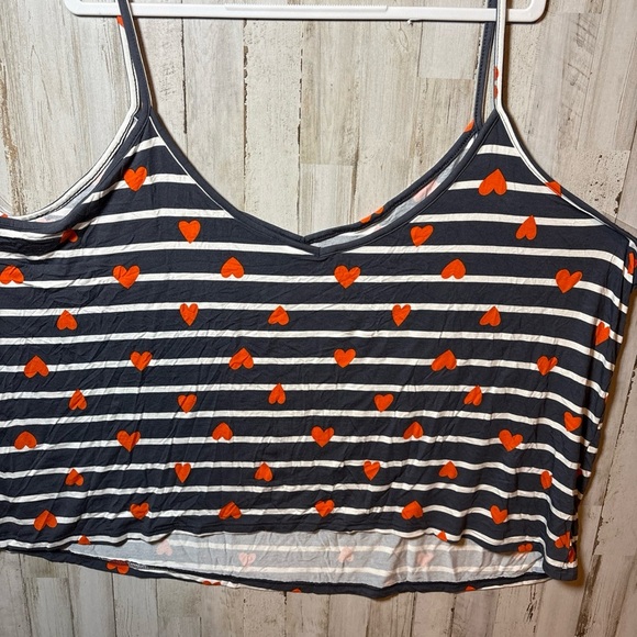 Sunday Sleep Tank From Old Navy Blue Stripe With Orange Hearts 4X - Picture 15 of 16